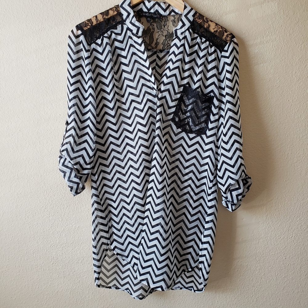 Chevron and Lace Top